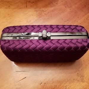 Kate Landry Woven Maroon Clutch